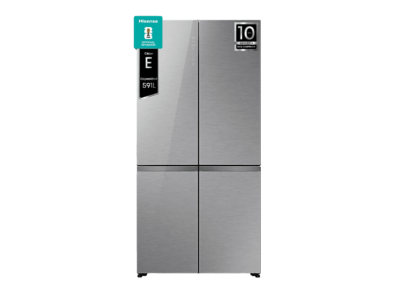 Frigorífico americano - Hisense RQ5P605NSVE, No Frost, 190 cm, 591 L, Kitchen Fit, Cajón de vacío, Cristal Inox