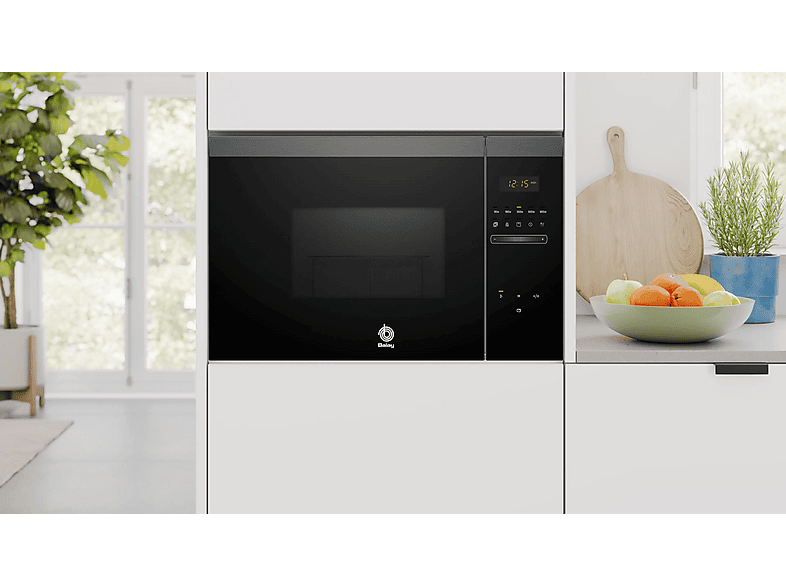 Microondas con grill integrable - Balay 3CG4175G3, 900 W, 5 niveles, 25 l, Limpieza Hidrolítica, Control deslizante, Negro Grafito