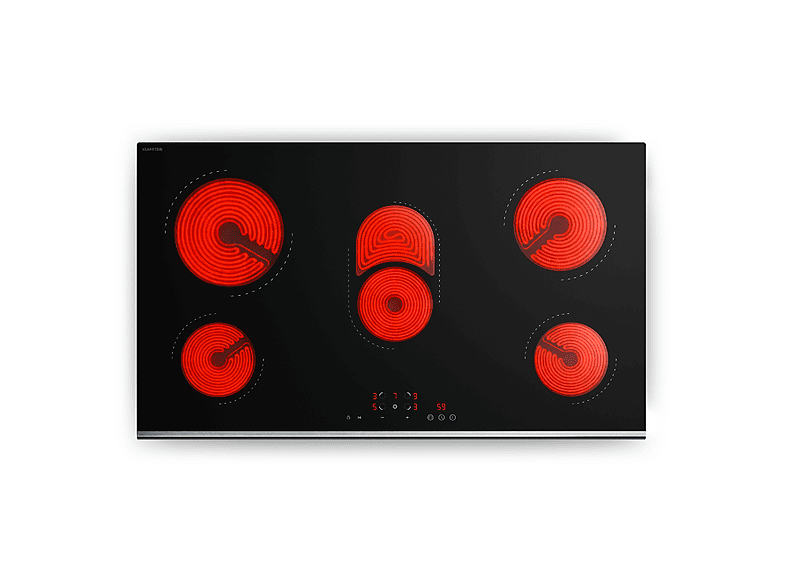 Placa de vitrocerámica - Klarstein VeroSteel, 5 zonas, 91 cm, Negro