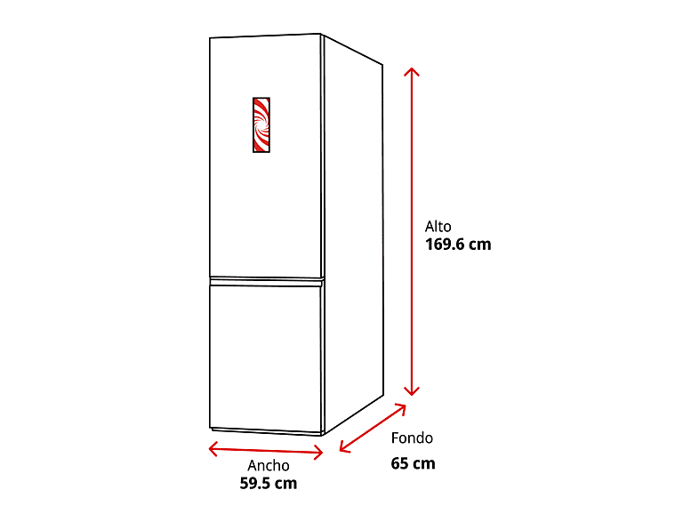 Frigorífico dos puertas - Koenic, Midea KFK 531 E NF IN, No Frost, 169.6 cm Alto, 325 l, Descongelación automática, Multi Air Flow, Fresh Box, LED