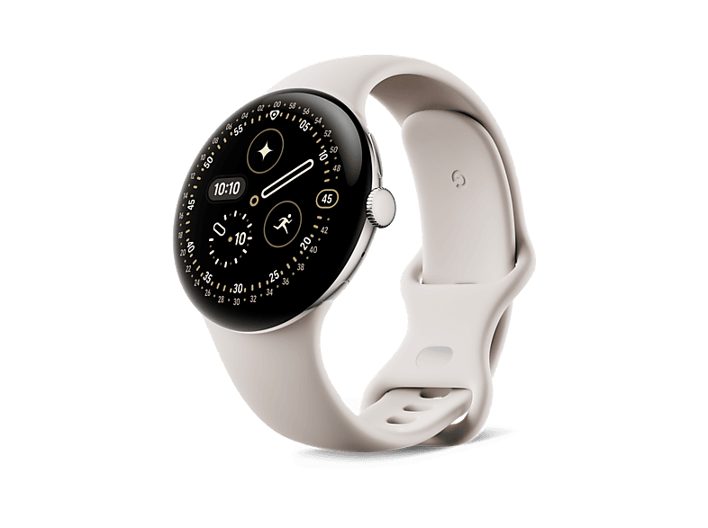 Smartwatch - Google Pixel Watch 4, AMOLED, 45 mm, Correa S-L, Aluminio 100% reciclado, Con Gemini, Plata/Porcelana