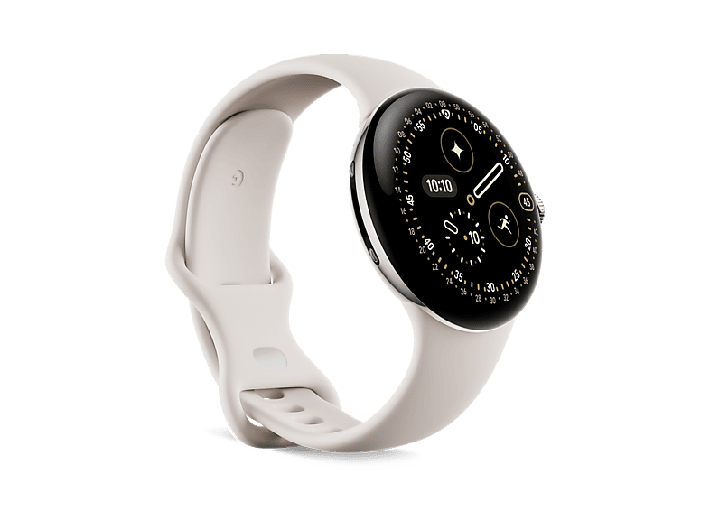 Smartwatch - Google Pixel Watch 4, AMOLED, 45 mm, Correa S-L, Aluminio 100% reciclado, Con Gemini, Plata/Porcelana
