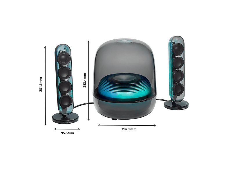Altavoz bluetooth - Harman Kardon SoundSticks 5, 190W RMS, Bluetooth, Conectividad HDMI ARC, Negro