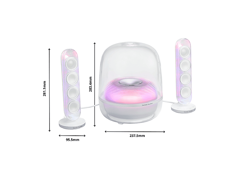 Altavoz bluetooth - Harman Kardon SoundSticks 5, 190W RMS, Bluetooth, Conectividad HDMI ARC, Blanco