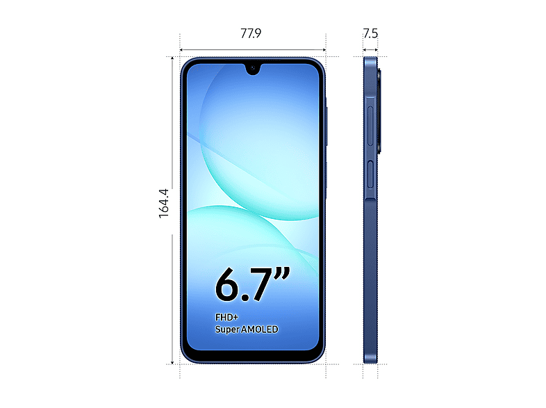 Móvil - Samsung Galaxy A17 5G, Azul, 256 GB, 8 GB RAM, 6.7", FHD+ Super AMOLED, Mediatek G99 Octa-core, 5000 mAh, Android 15
