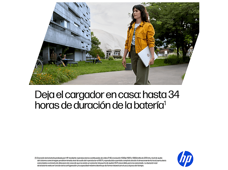 Portátil - HP OmniBook 5 NGAI 14-he0000ns Copilot+ PC, 14" 2K, Snapdragon X1-26-100 45 TOPS, 16GB RAM, 512GB SSD, Gráficos Adreno™, W11 Home, Plata