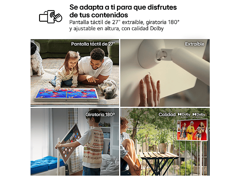 TV LED 27" - LG StanbyMe 27LX6TDGA, QHD, Procesador Inteligente α8 con IA, Smart TV, Beige