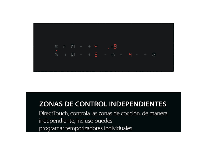 Placa inducción - AEG TN63IV0BCT, 3 zonas, Zona grande 32 cm, Mandos independientes, 58 cm, Negro mate