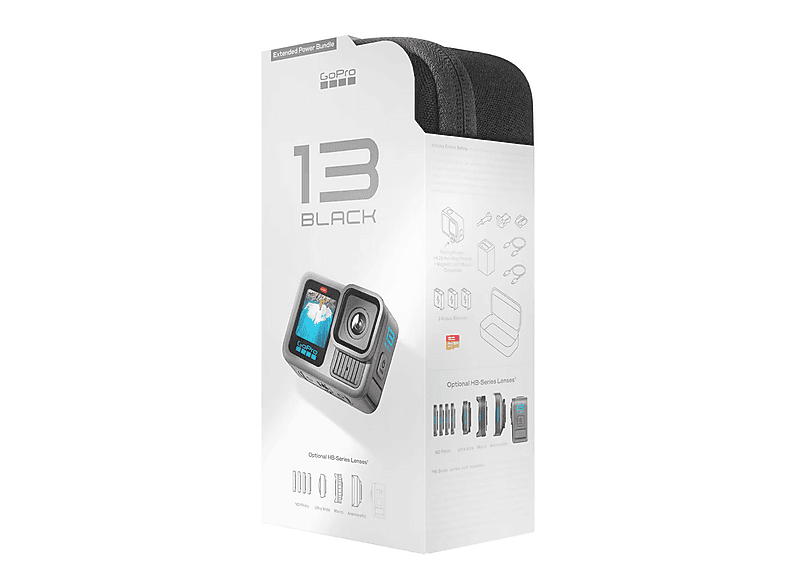 Cámara deportiva - GoPro, Pack GoPro Hero 13 Black Power Bundle, HyperSmooth 6.0, 5.3 K, 27MP, Autonomía 2.5 h, HDR, Sumergible 10m, Cámara lenta