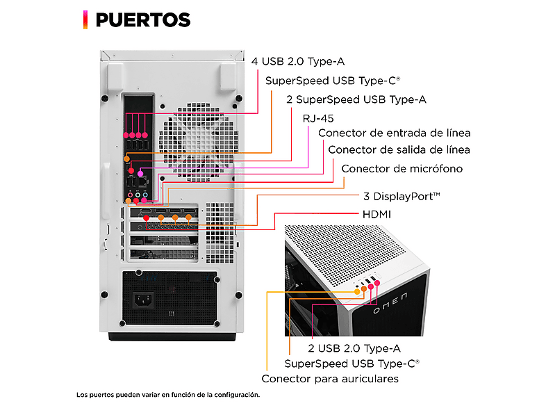 PC gaming - HP OMEN 35L Gaming Desktop GT16-0108ns, AMD Ryzen™ 7 8700F, 32 GB RAM, 1 TB SSD, GeForce RTX™ 5060, Windows 11 Home, Negro