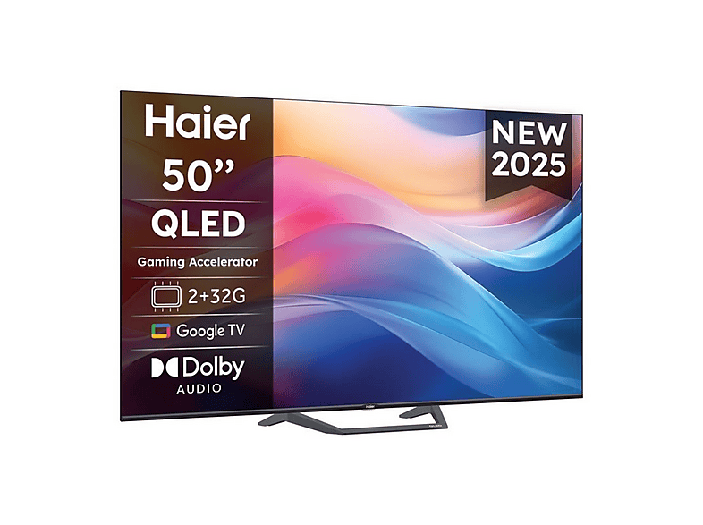 TV QLED 50" - Haier S80 Series H50S80FUX, QLED 4K HDR10, Google TV, Gaming 120Hz, Dolby Audio, Negro