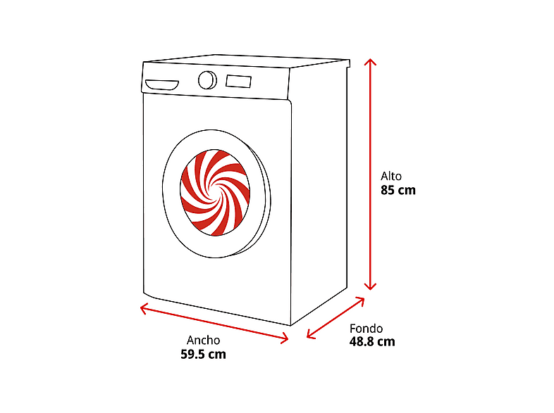 Lavadora carga frontal - Candy BR 48SBL6-S, 8 kg, 1400 rpm, 16 Programas, Inverter, WiFi y Bluetooth, Blanco