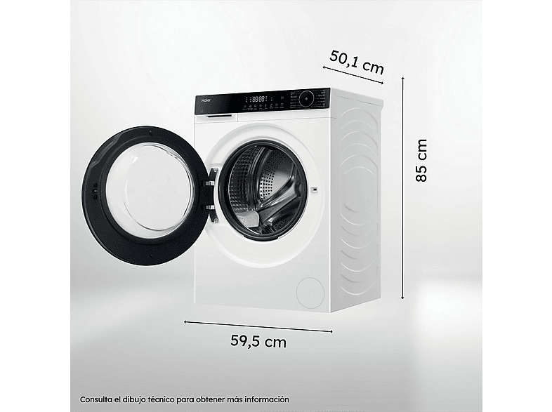 Lavadora carga frontal - Haier X5 Series HW90-BP14357TUIB, 9kg, 1400rpm, Motor Inverter, Wi-Fi, Blanco