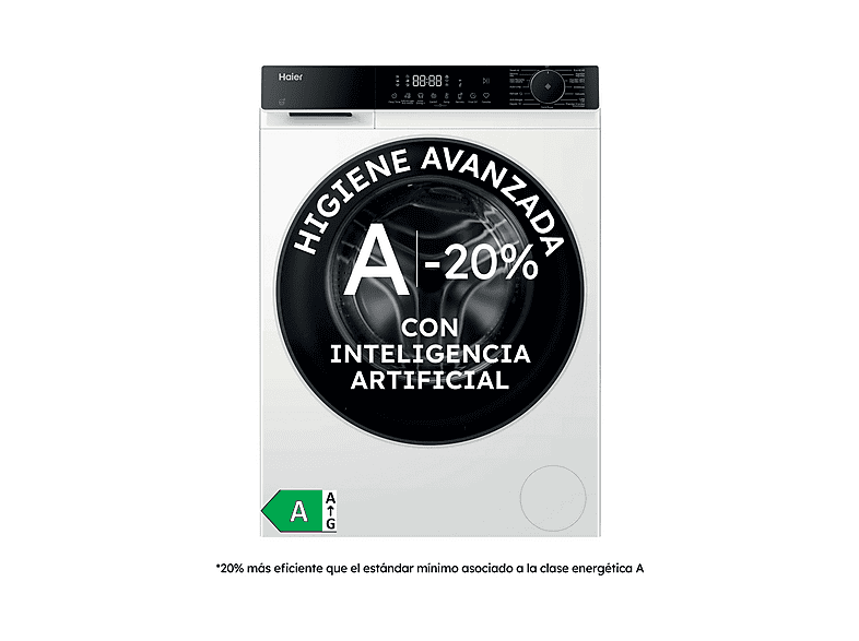 Lavadora carga frontal - Haier X5 Series HW90-BP14357TUIB, 9kg, 1400rpm, Motor Inverter, Wi-Fi, Blanco