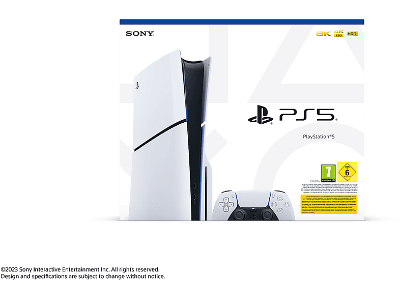 Consola - Sony PS5 Slim Standard, 1 TB SSD, 4K, 1 mando, Chasis E, Blanco