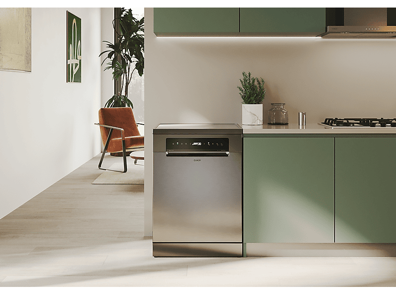 Lavavajillas - Candy Rapido' CNF 4A4S3PSX, 14 Servicios, 10 Programas, 60 cm, Motor Inverter, Wi-Fi, Inox