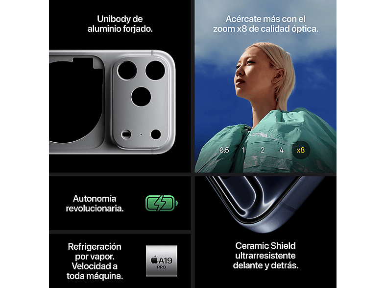 Smartphone - Apple iPhone 17 Pro, Naranja cósmico, 512 GB, 5G, 6.3" OLED Super Retina XDR, Chip A19 Pro, iOS