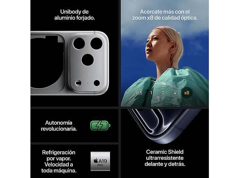 Smartphone - Apple iPhone 17 Pro Max, Azul oscuro, 2 TB, 5G, 6.9" OLED Super Retina XDR, Chip A19 Pro, iOS