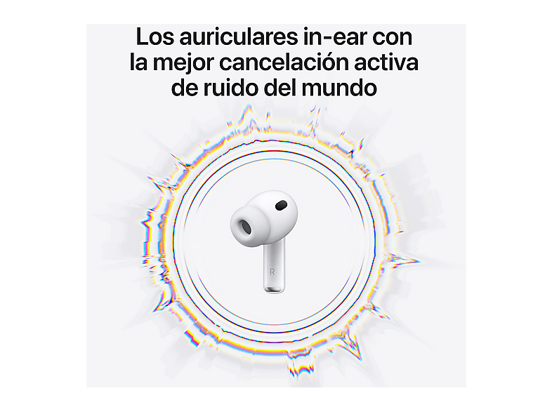 Auriculares - Apple AirPods Pro 3 (2025 3ª gen), Inalámbricos, Cancelación de ruido, Medición frecuencia cardíaca, Live Translation, Chip H2, USB-C