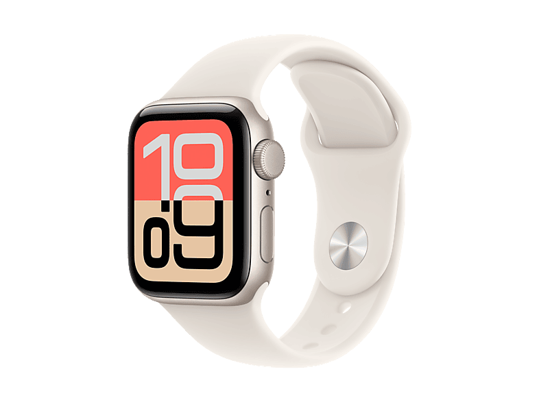 Smartwatch - Apple Watch SE 3 (2025), GPS, 44 mm, Caja de aluminio Blanco estrella, Correa deportiva Blanco estrella, M/L, Calidad del sueño