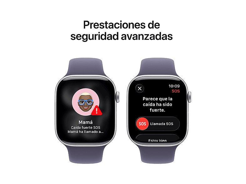 Smartwatch - Apple Watch Series 11 (2025), GPS, 42 mm, Caja de aluminio Plata, Correa deportiva Niebla lila, S/M, Calidad del sueño, 24h Autonomía