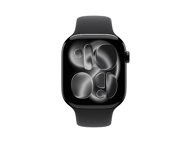 Smartwatch - Apple Watch Series 11 (2025), GPS, 46 mm, Caja de aluminio Negro Azabache, Correa deportiva Negra, S/M, Calidad del sueño, 24h Autonomía
