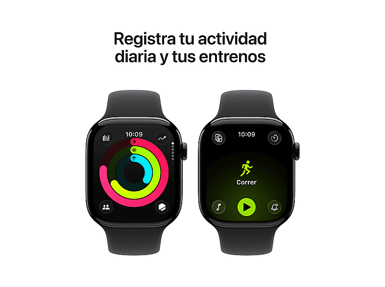 Smartwatch - Apple Watch Series 11 (2025), GPS, 46 mm, Caja de aluminio Negro Azabache, Correa deportiva Negra, S/M, Calidad del sueño, 24h Autonomía