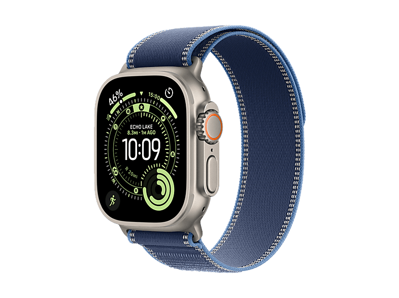 Smartwatch - Apple Watch Ultra 3 (2025), GPS+CEL, 49 mm, Caja de Titanio Natural, Correa Trail Loop Azul/azul brillante, S/M, Calidad del sueño