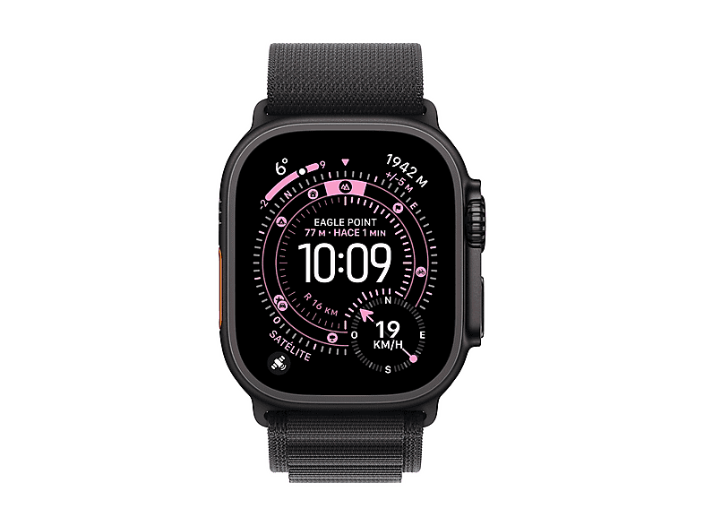 Smartwatch - Apple Watch Ultra 3 (2025), GPS+CEL, 49 mm, Caja de Titanio Negro, Correa Alpine Loop Negro, S, Calidad del sueño, Via satélite