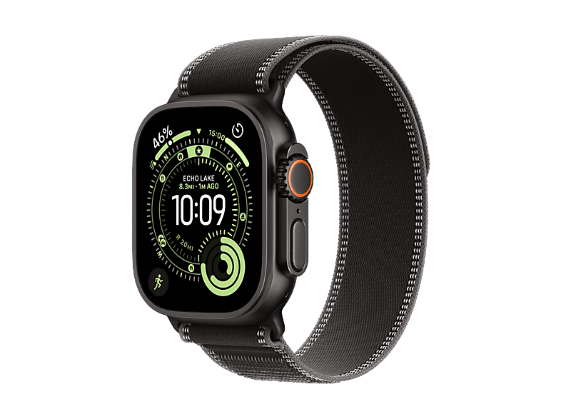 Smartwatch - Apple Watch Ultra 3 (2025), GPS+CEL, 49 mm, Caja de Titanio Negro, Correa Trail Loop Negro carbón, M/L, Calidad del sueño, Via satélite