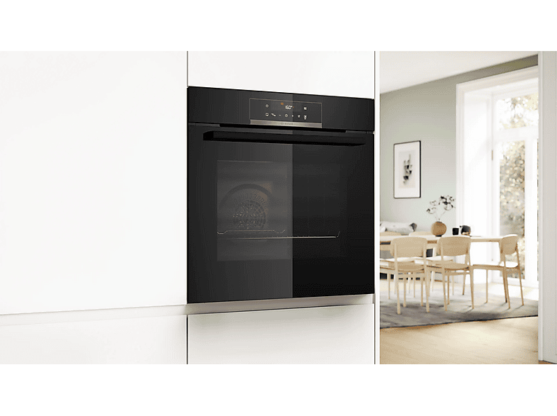 Horno - Bosch HBA572EB3, Serie 4, Multifunción, Pirolítico, 71 l, 3D Hotair, Función Air Fry, 60 cm, Negro