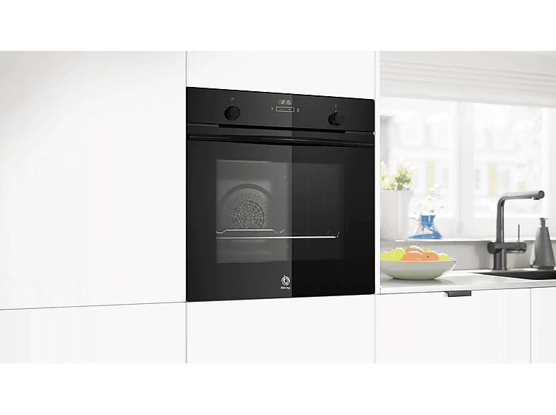 Horno - Balay 3HB5159N4, Serie Cristal, Multifunción, Hidrolítica, 71 l, Función Freidora de Aire, Aire Caliente 3D Profesional, 60 cm, Cristal Negro