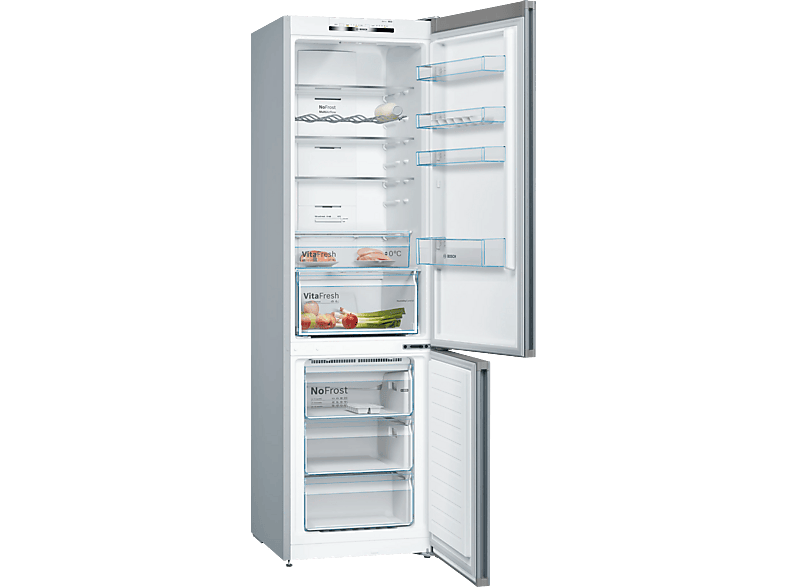 Frigorífico combi - Bosch KGN36VIED, Serie 4, Total No Frost, 186 cm, 326 l, Cajón VitaFresh, Sistema MultiAir Flow, Acero antihuellas