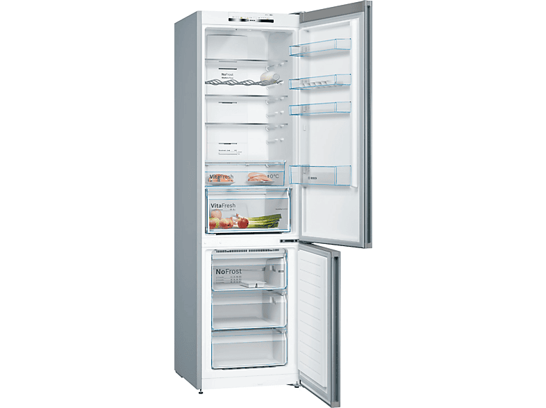 Frigorífico combi - Bosch KGN39VIEB, Total NoFrost, 203 cm, 368 l, Cajón VitaFresh, Perfect Fit, Acero antihuellas