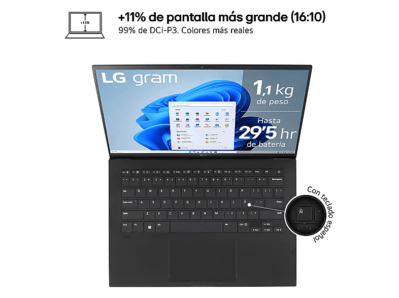 Portátil - LG 14Z90S-G.AD78B, 14" WUXGA, Intel® Evo™ Edition Core™ Ultra 7-155H, 32GB RAM, 1TB SSD, Arc™ 7 A750, Windows 11 Home