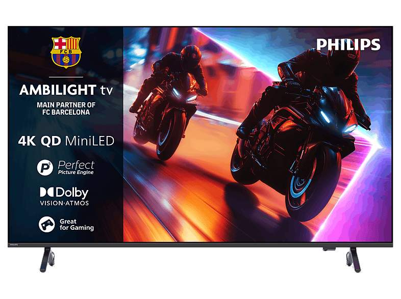 TV Mini LED 75" - Philips Ambilight TV 75MLED920 4K QD MiniLED 189cm 75" Smart TV Dolby Vision y Dolby Atmos Titan OS, Negro