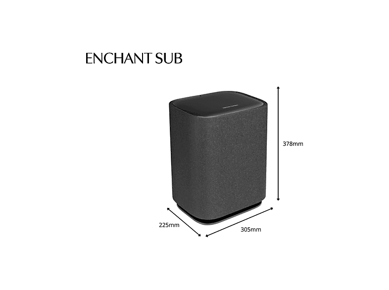Subwoofer - Harman Kardon Enchant Subwoofer, Conexión inalámbrica, 400 W, Graves Superiores, Compatible con las barras Enchant 900 y 1100, Negro