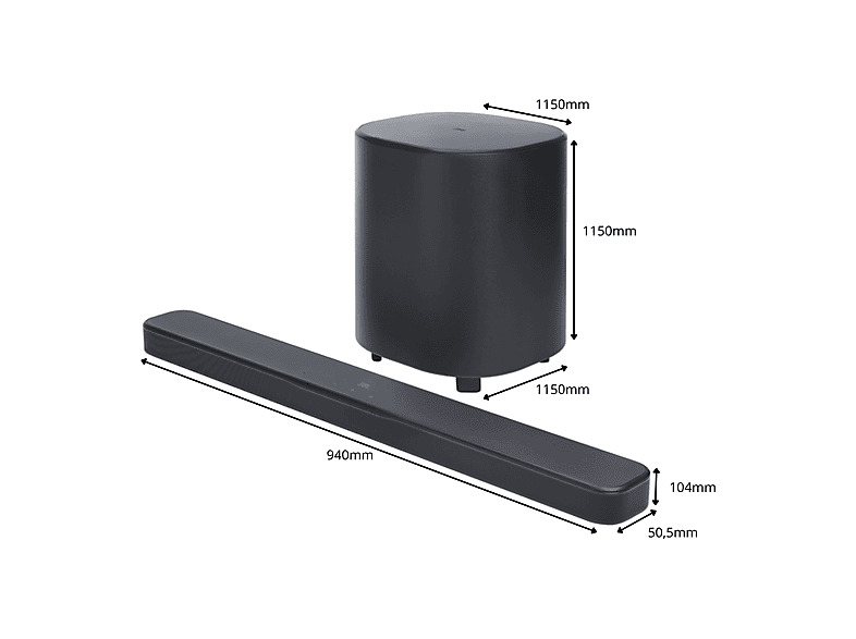 Barra de sonido - JBL Bar 500MK2, Potencia 750 W, Canales 5.1, Dolby Atmos y DTS Virtual:X, Multibeam 3.0, Wifi, Subwoofer Inalámbrico, Negro