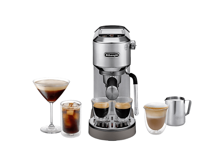 Cafetera express - De Longhi, De'Longhi EC890.M Dedica Duo Cold Brew, 15 bar, 1450W, 1.1 l, Capacidad para 2 tazas, Metal