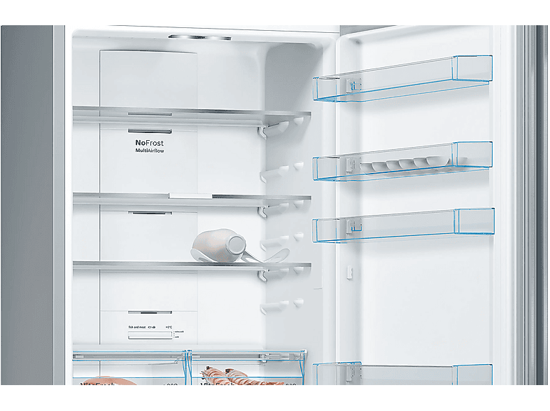 Frigorífico combi - Bosch KGN493IDA, Serie 4, Total No Frost, 203 cm, 438 l, VitaFresh, Acero antihuellas