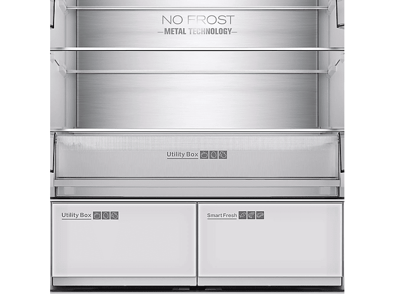 Frigorífico americano - Infiniton FRD-580Q90XEN, No Frost, 190 cm, 458l, Inverter, Iluminación LED, Inox