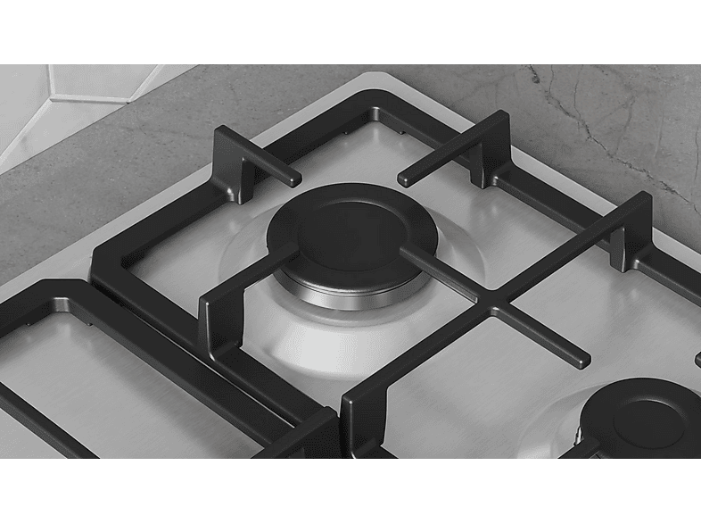 Placa de gas - Balay 3ETX576CB, 5 zonas, 28 cm zona grande, Gas butano, 75 cm, Acero inoxidable