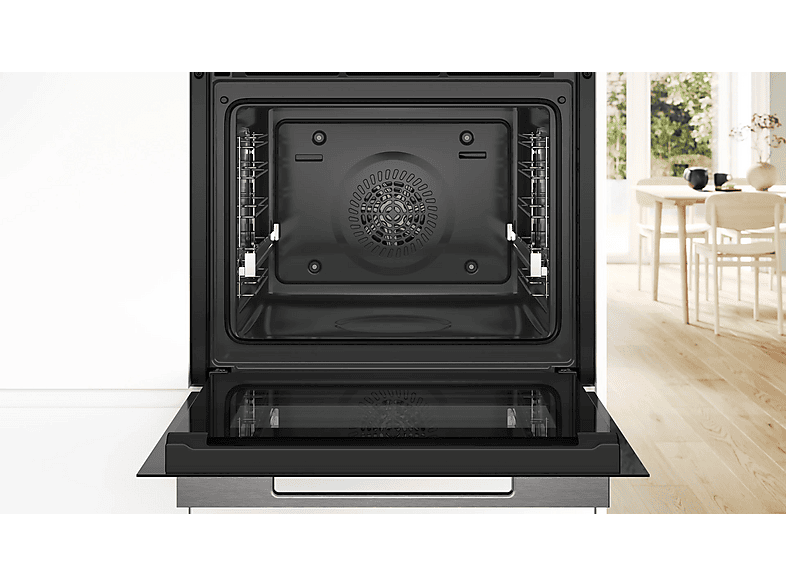 Horno compacto - Bosch HBG724AB1, Multifunción, Limpieza por agua, 71 l, 59.4 cm, Negro
