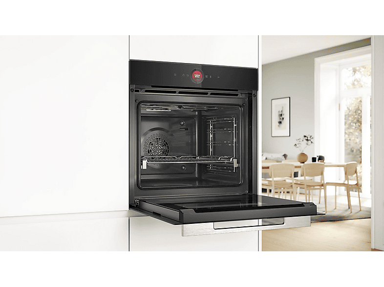 Horno compacto - Bosch HBG724AB1, Multifunción, Limpieza por agua, 71 l, 59.4 cm, Negro