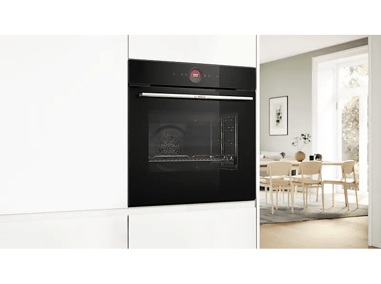 Horno compacto - Bosch HBG774KB1, Serie 8, Multifunción, Pirolítico, 71 l, 54.9 cm, Negro