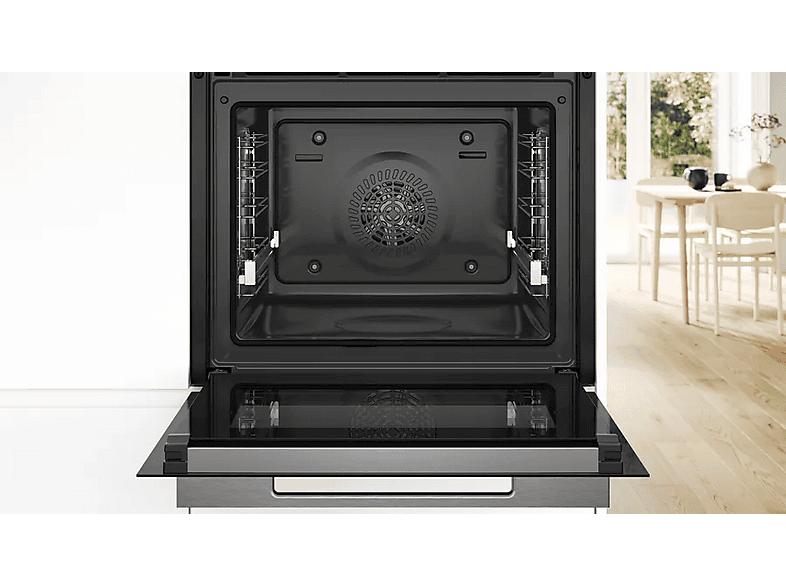 Horno compacto - Bosch HBG774KB1, Serie 8, Multifunción, Pirolítico, 71 l, 54.9 cm, Negro
