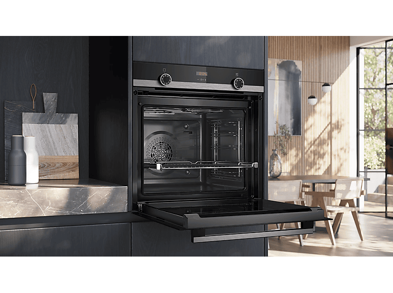 Horno - Siemens HB514AER4, Multifunción, Hidrolítica, 71 l, 60 cm, Cristal negro