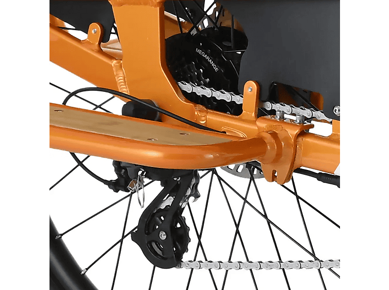 Bicicleta urbana - Youin Berlin, Motor Central 250 W, Par Motor de 57 Nm, 25 km/h, Autonomía hasta 125 km, Ruedas de 26”, Blanco/Naranja