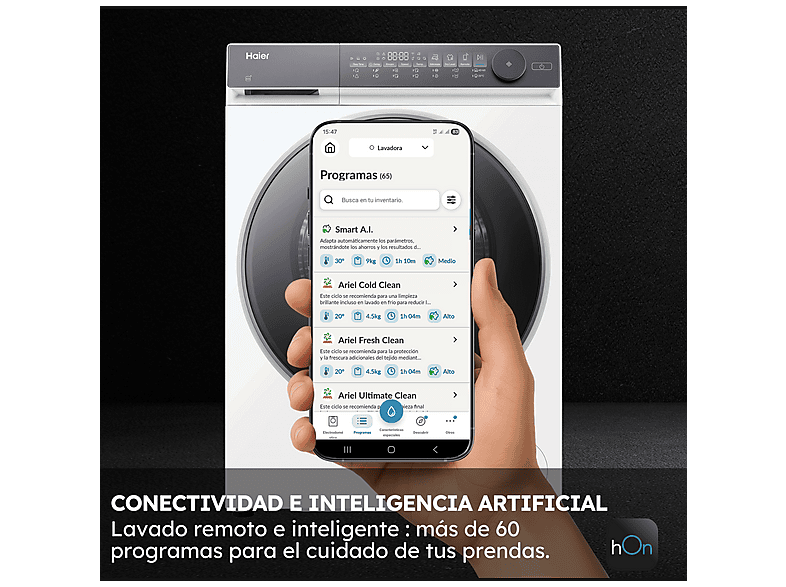 Lavadora secadora - Haier X7 HW100-B14367U-S, 10+6kg, 1400 rpm, Motor Direct Motion, Wi-Fi, Blanco