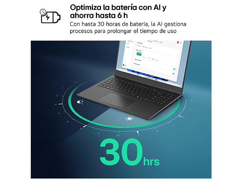 Portátil - LG 14ZD90T-G.AX88B, 14" WUXGA, Intel® Core™ Ultra 7-255H, 13 TOPS, 32 GB RAM, 1 TB SSD, Arc™ GPU, Sin sistema operativo